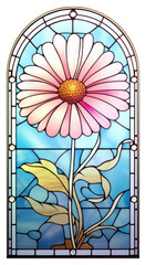 PNG  Glass daisy inflorescence stained glass osteospermum. AI generated Image by rawpixel.