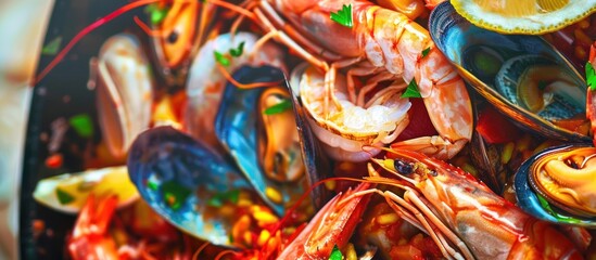 Delicious Spanish seafood paella