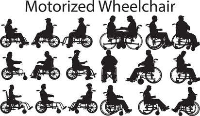 Motorized Wheelchair black color silhouette vector illustration 