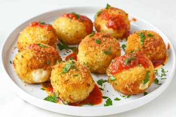 Fototapeta premium Satisfying Air Fryer Arancini with Rich Marinara Sauce