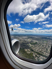 View from the window of the plane to the city of Toronto, Canada. © Alla