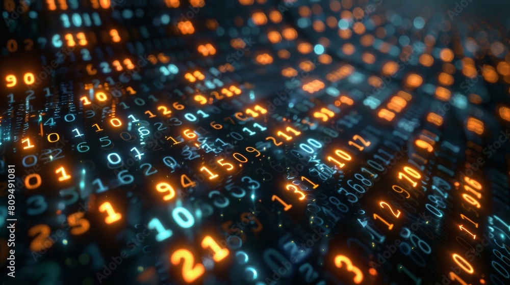 Poster digital data stream in cyber space