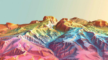 multicolor landscape terrain line