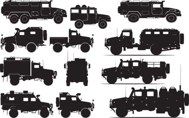Obraz premium A blend of Elegance military car Silhouette Vector Collection