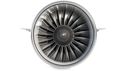 Front view of jet engine isolated on a transparent background