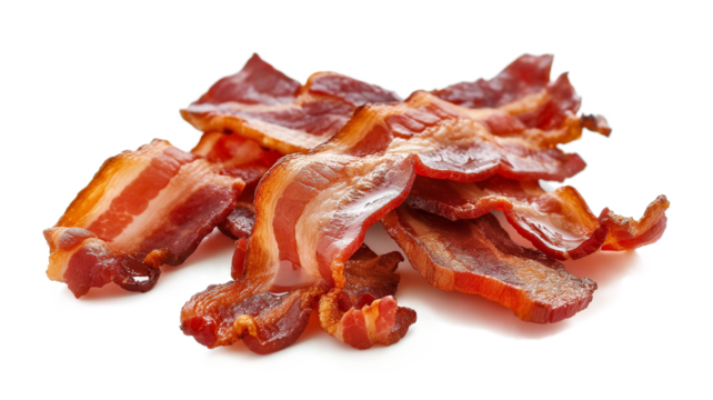 Fried bacon fried food isolated on a transparent background