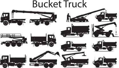 Bucket Truck silhouette vector illustration collect