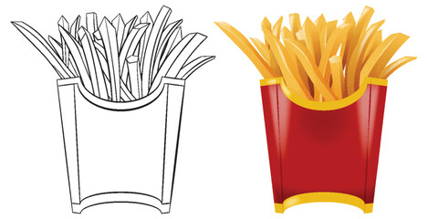 Vector illustration of two servings of fries