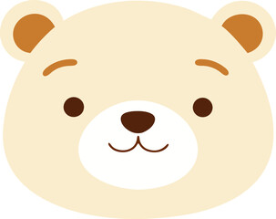 Cute and smile bear head. bear face illustration flat style