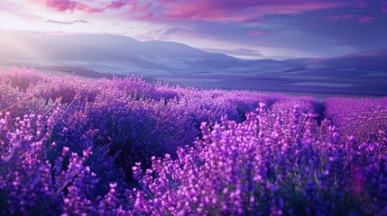 Fototapeta premium Vivid Lavender Field During the Summer Time