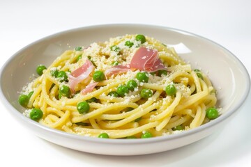 Rustic Aglio e Olio Pasta with Peas and Crispy Prosciutto
