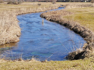 A river with a greenish blue color