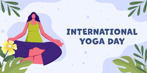 international yoga day horizontal banner illustration