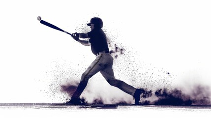 Baseball or softball player silhouette hyper realistic 