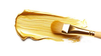Gold shiny foil brush isolated on a transparent background
