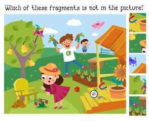 Puzzle game for kids. Cartoon illustration. Scene for design. Vector illustration. 
