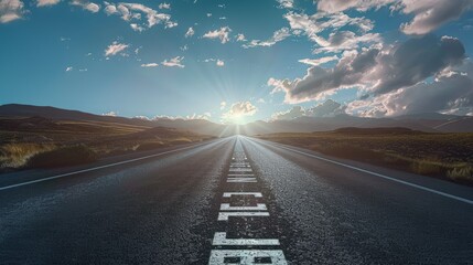 Composite image of road against sky with leadership text hyper realistic 