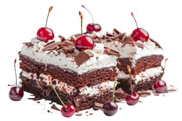 Piece Black Forest Cakes Isolated on White and Transparent Background