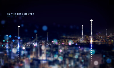 Network night view in the city