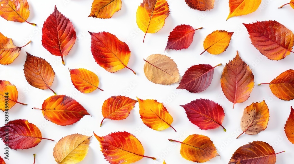 Poster vibrantly colored fall foliage against a white backdrop with room for text overhead perspective disp