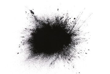 Black in powder isolated on the white background. Top view.