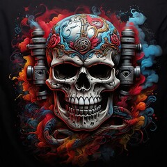 Free photo Skull with weapons skull and cross in the style of Colorful Rock