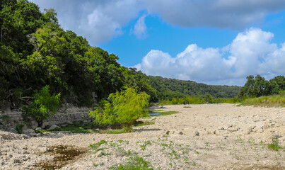 Texas hill country dried up creek bed.