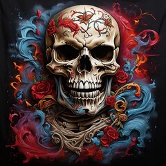 Free photo Skull with weapons skull and cross in the style of Colorful Rock