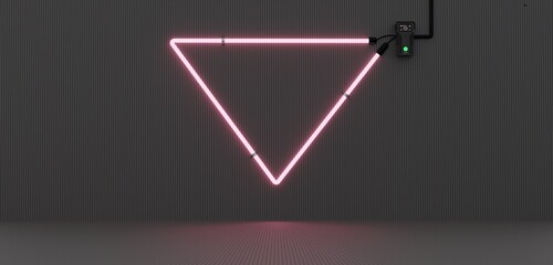 Floor and walls with neon light bulbs, stage