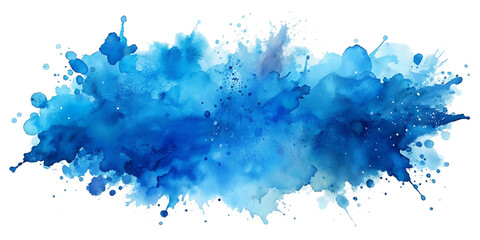 Obraz premium Abstract blue color painting illustration - watercolor splashes or stain, isolated on transparent background PNG