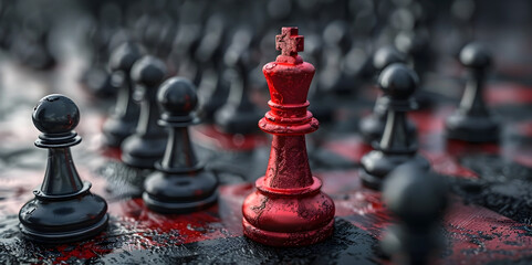 Leadership Failure and Inefficiency Lead to Bankruptcy and Liquidation in Cinematic Chessboard Scene with 3D Rendering