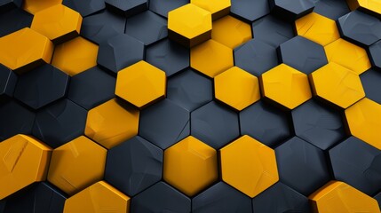 yellow black hexagon abstract background hyper realistic 