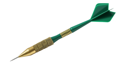 Green dart for darts isolated on a transparent background