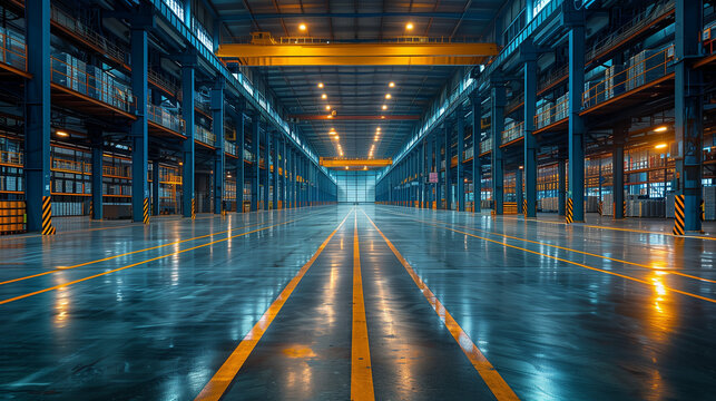 Logistics Center - Interiors of a logistics center with advanced systems for managing and monitoring the flow of goods.