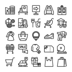 ショッピングモールに必要な要素のアイコンセット