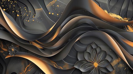 Luxury abstract background with golden flower