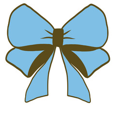 Hand-Drawn Blue Bow Illustration With Clean Lines and Solid Colors