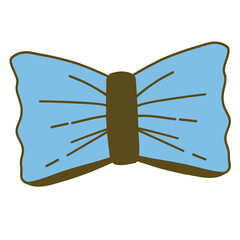 Hand-Drawn Blue Bow Illustration With Clean Lines and Solid Colors
