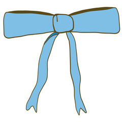 Hand-Drawn Blue Bow Illustration With Clean Lines and Solid Colors