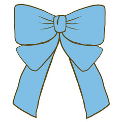 Hand-Drawn Blue Bow Illustration With Clean Lines and Solid Colors