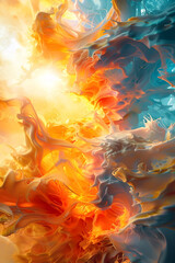 Mesmerizing Watercolor Dance of Solar Flares Across the Sun's Photosphere in Vivid Cinematic Rendering