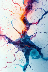 Mesmerizing Watercolor Explosion of Neuronal Voltage Gradients in Cinematic Photographic Style