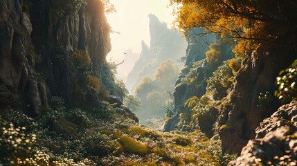 Awe-Inspiring Height Cinematic Background with Mountains.