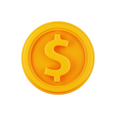 premium gold dollar coin bank icon 3d rendering on isolated background