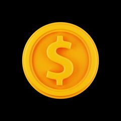 premium gold dollar coin bank icon 3d rendering on isolated background