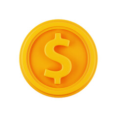 premium gold dollar coin bank icon 3d rendering on transparent background PNG