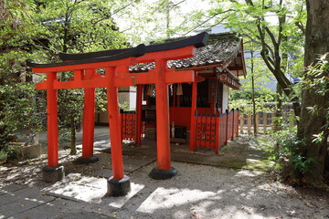  A Japanese shrine in Kyoto : a scene of one of the subordinate shrines in the precincts of Okazaki-jinjya Shrine