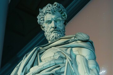 Obraz premium Abstract classic stoic ancient greek, roman sculpture. Portraying a style of historical stoicism with a cultural expression.