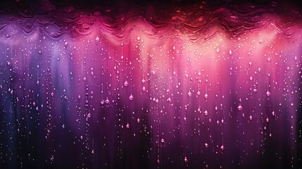 A digital art piece depicting pixel rain, where raindrops in pixelated lavender shades fall against a stark black background, creating a vivid contrast and digital aesthetic.