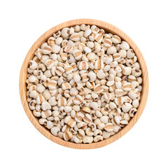 Dried Job's tears or adlay millet in wooden bowl 